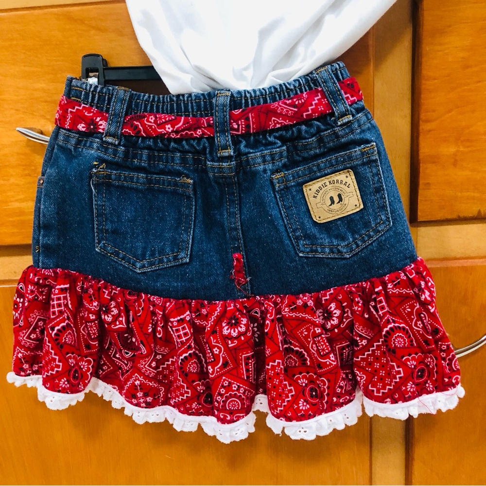 Kiddie Korral Denim Skirt and Red Bandana Accents